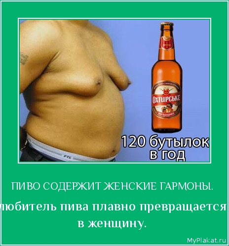ПИВО СОДЕРЖИТ ЖЕНСКИЕ ГАРМОНЫ.  любитель пива плавно превращается в женщину.