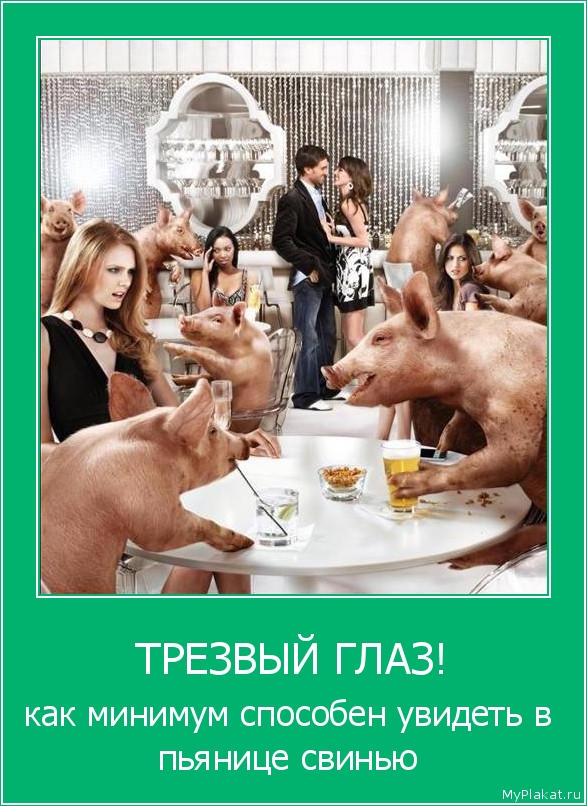 ТРЕЗВЫЙ ГЛАЗ! как минимум способен увидеть в пьянице свинью