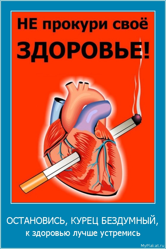 ОСТАНОВИСЬ, КУРЕЦ БЕЗДУМНЫЙ, к здоровью лучше устремись