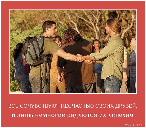 ВСЕ СОЧУВСТВУЮТ НЕСЧАСТЬЮ СВОИХ ДРУЗЕЙ, и лишь немногие радуются их успехам