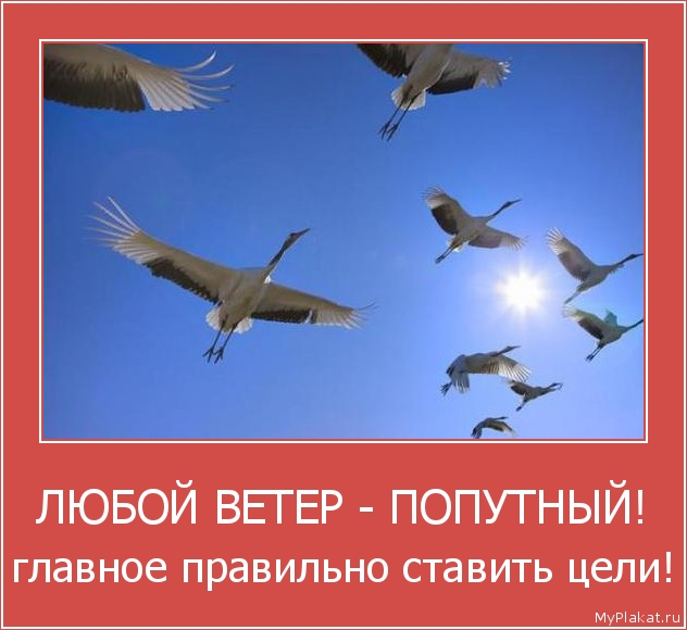 ЛЮБОЙ ВЕТЕР - ПОПУТНЫЙ! главное правильно ставить цели!