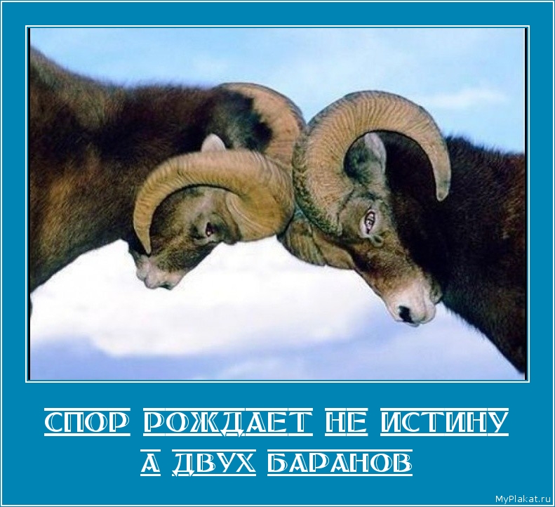 СПОР РОЖДАЕТ НЕ ИСТИНУ а двух баранов