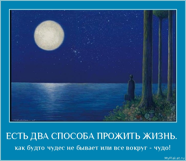 ЕСТЬ ДВА СПОСОБА ПРОЖИТЬ ЖИЗНЬ.  как будто чудес не бывает или все вокруг - чудо!
