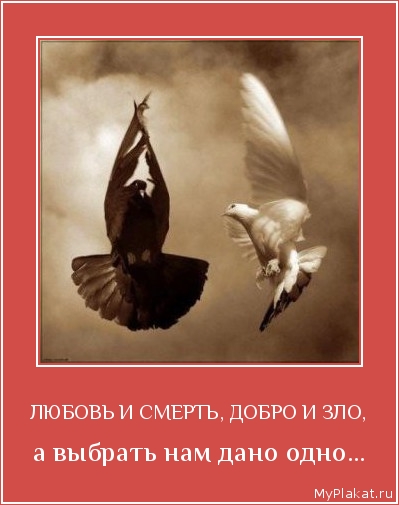 ЛЮБОВЬ И СМЕРТЬ, ДОБРО И ЗЛО, а выбрать нам дано одно...