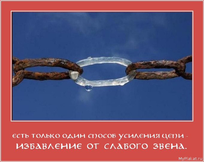 ЕСТЬ ТОЛЬКО ОДИН СПОСОБ УСИЛЕНИЯ ЦЕПИ -  избавление от слабого звена.