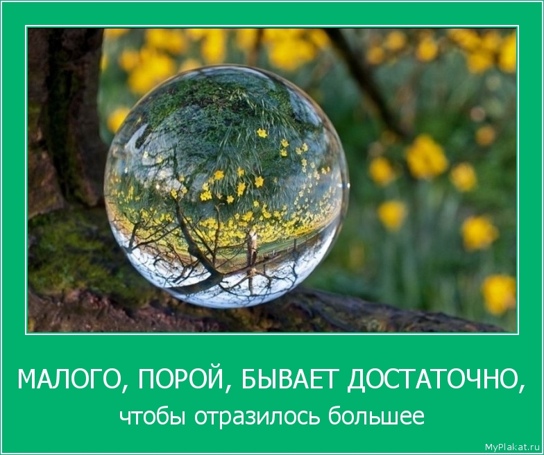 МАЛОГО, ПОРОЙ, БЫВАЕТ ДОСТАТОЧНО, чтобы отразилось большее