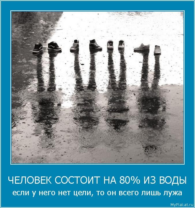 ЧЕЛОВЕК СОСТОИТ НА 80% ИЗ ВОДЫ если у него нет цели, то он всего лишь лужа