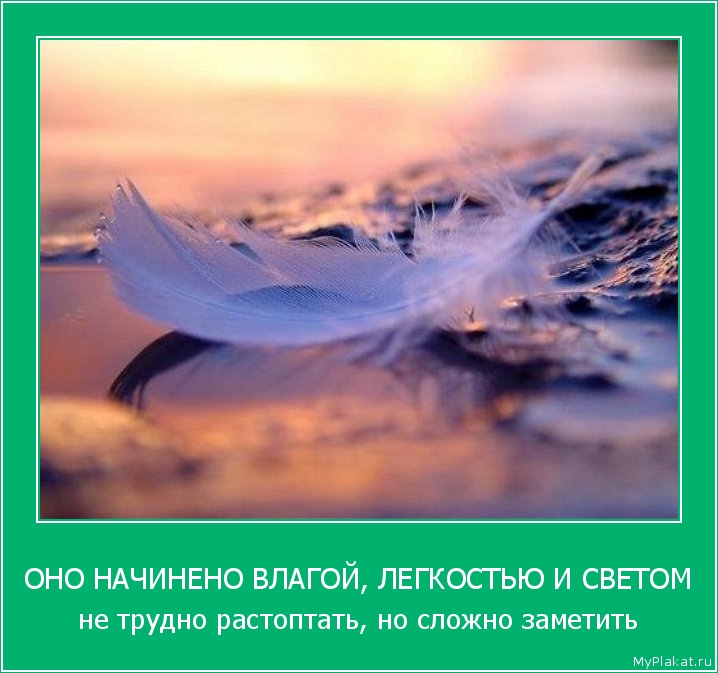 ОНО НАЧИНЕНО ВЛАГОЙ, ЛЕГКОСТЬЮ И СВЕТОМ не трудно растоптать, но сложно заметить