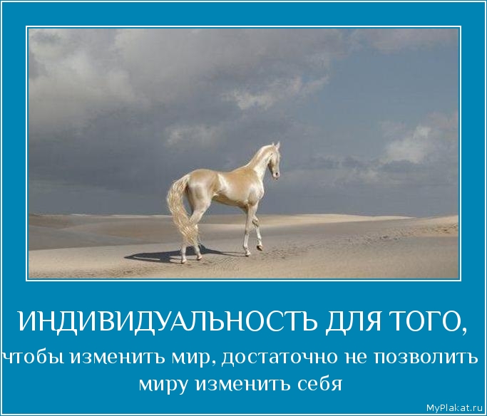ИНДИВИДУАЛЬНОСТЬ ДЛЯ ТОГО, чтобы изменить мир, достаточно не позволить миру изменить себя