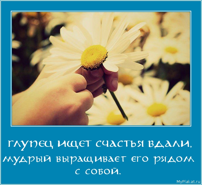ГЛУПЕЦ ИЩЕТ СЧАСТЬЯ ВДАЛИ, мудрый выращивает его рядом с собой.