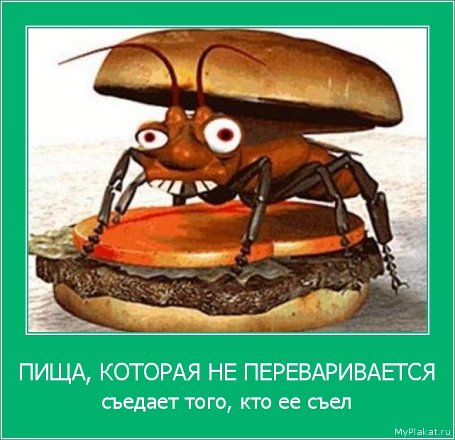 ПИЩА, КОТОРАЯ НЕ ПЕРЕВАРИВАЕТСЯ съедает того, кто её съел