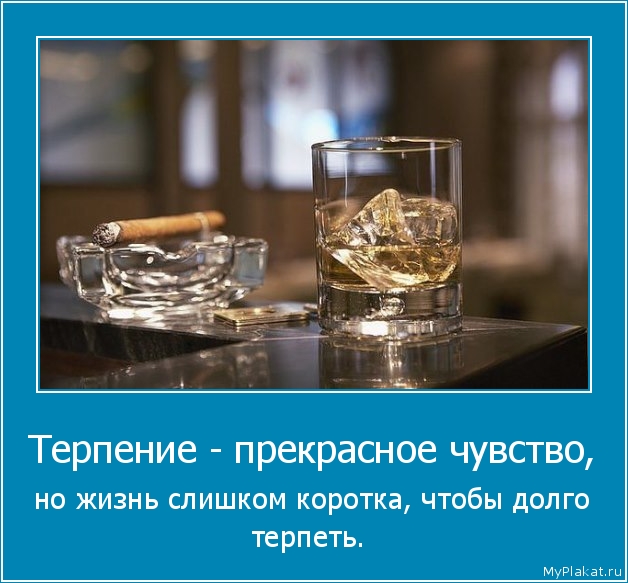 Терпение - прекрасное чувство,  но жизнь слишком коротка, чтобы долго терпеть.