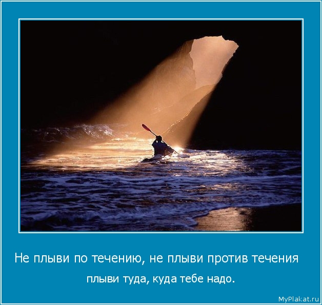 Не плыви по течению, не плыви против течения   плыви туда, куда тебе надо.