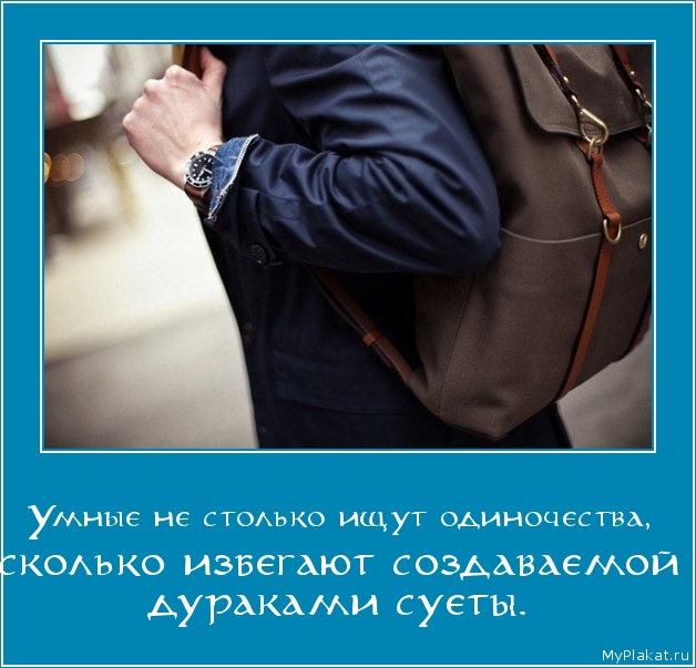 Умные не столько ищут одиночества,  сколько избегают создаваемой дураками суеты.
