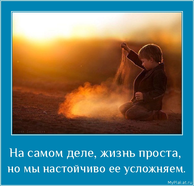 На самом деле, жизнь проста,  но мы настойчиво её усложняем.
