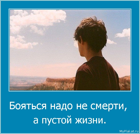 Бояться надо не смерти,  а пустой жизни.